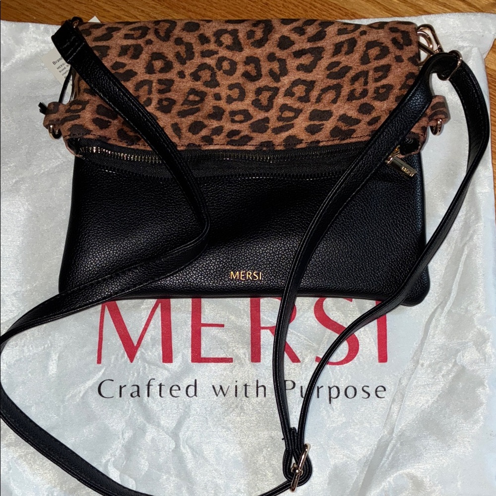 Black and Brown Leopard Print Women's convertible crossbodyBag